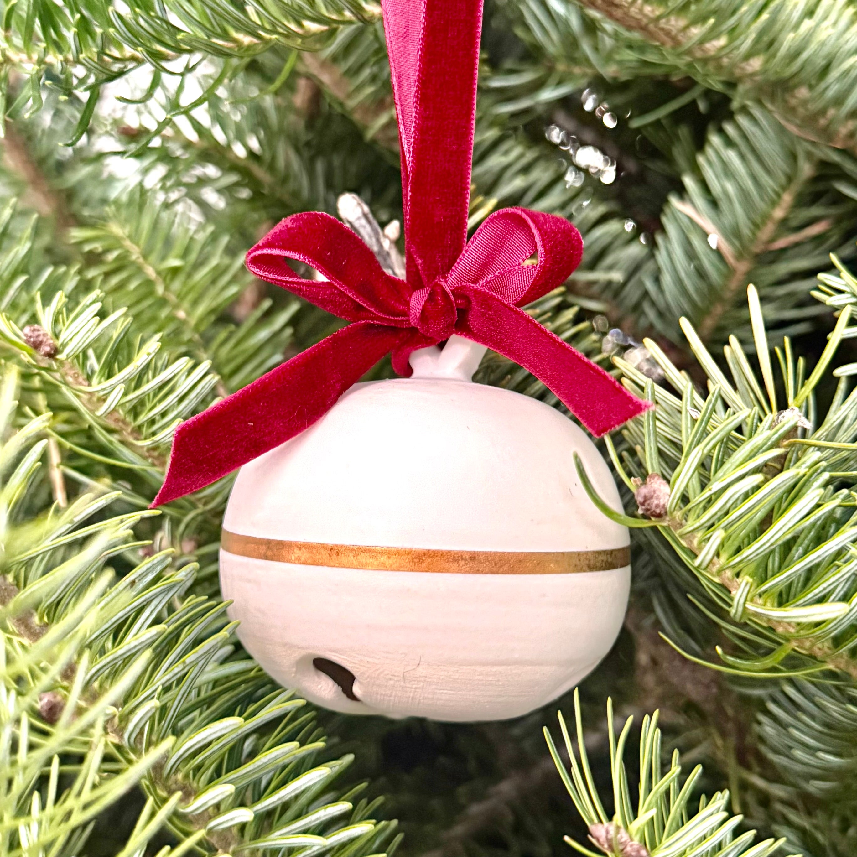 Handmade Ceramic Jingle Bell with 23K Gold